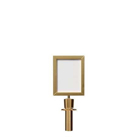 Montour Line Post and Rope Stanchion Sign Frame 8.5 x 11 in. V Satin Brass Steel HDSF-8511-V-SB-NOCLA